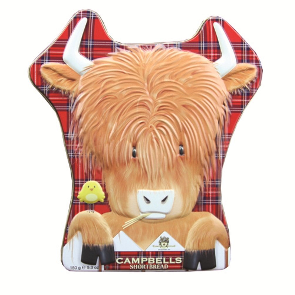 Campbells Shortbread Highland Coo Shaped Tin with Assorted Shapes