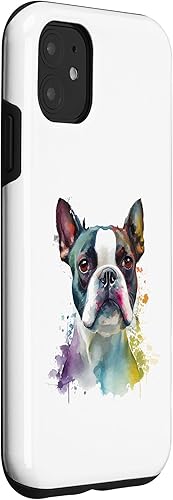 Miniatura 3 de Funda para iPhone 11 Boston Terrier Dog Colorido Pop Art Tie Dye Tri Color