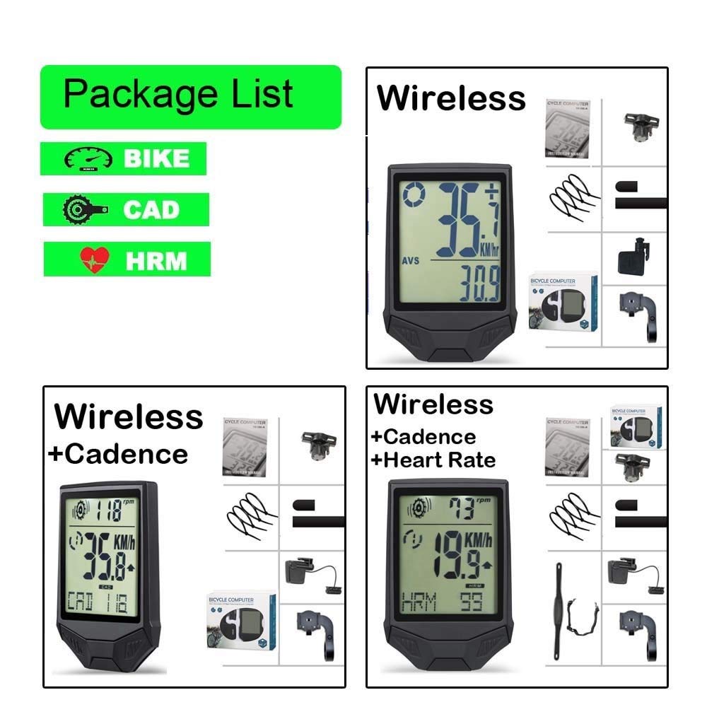 Computer di biciclette Resistente alla pioggia sensore di cadenza impermeabile del calcolatore della bicicletta wireless bici Contachilometri LCD da 2,5 pollici in bicicletta tachimetro frequenza card