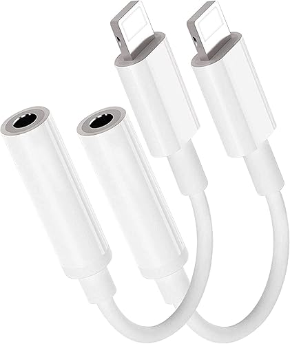 esbeecables Paquete de 2 adaptadores de auriculares para iPhone de 0.138 pulgadas, certificado MFi de Apple Lightning a auriculares de 0.138 in,