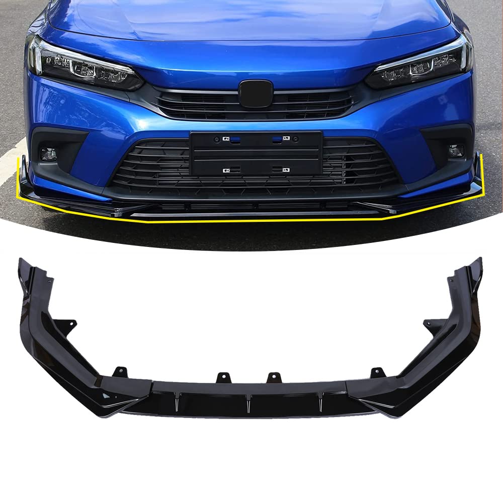 Front Bumper Lip Spoiler for Honda Civic 11th Gen Gloss Black Front Bumper Spoiler Splitter 2022 2023