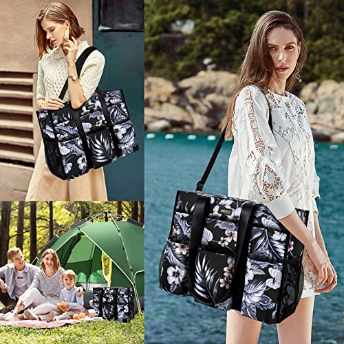 Image of IBFUN Utility Tote Bag with 14 /24 Pockets Zip Top Teacher Tote Bag for Teacher /Work Women