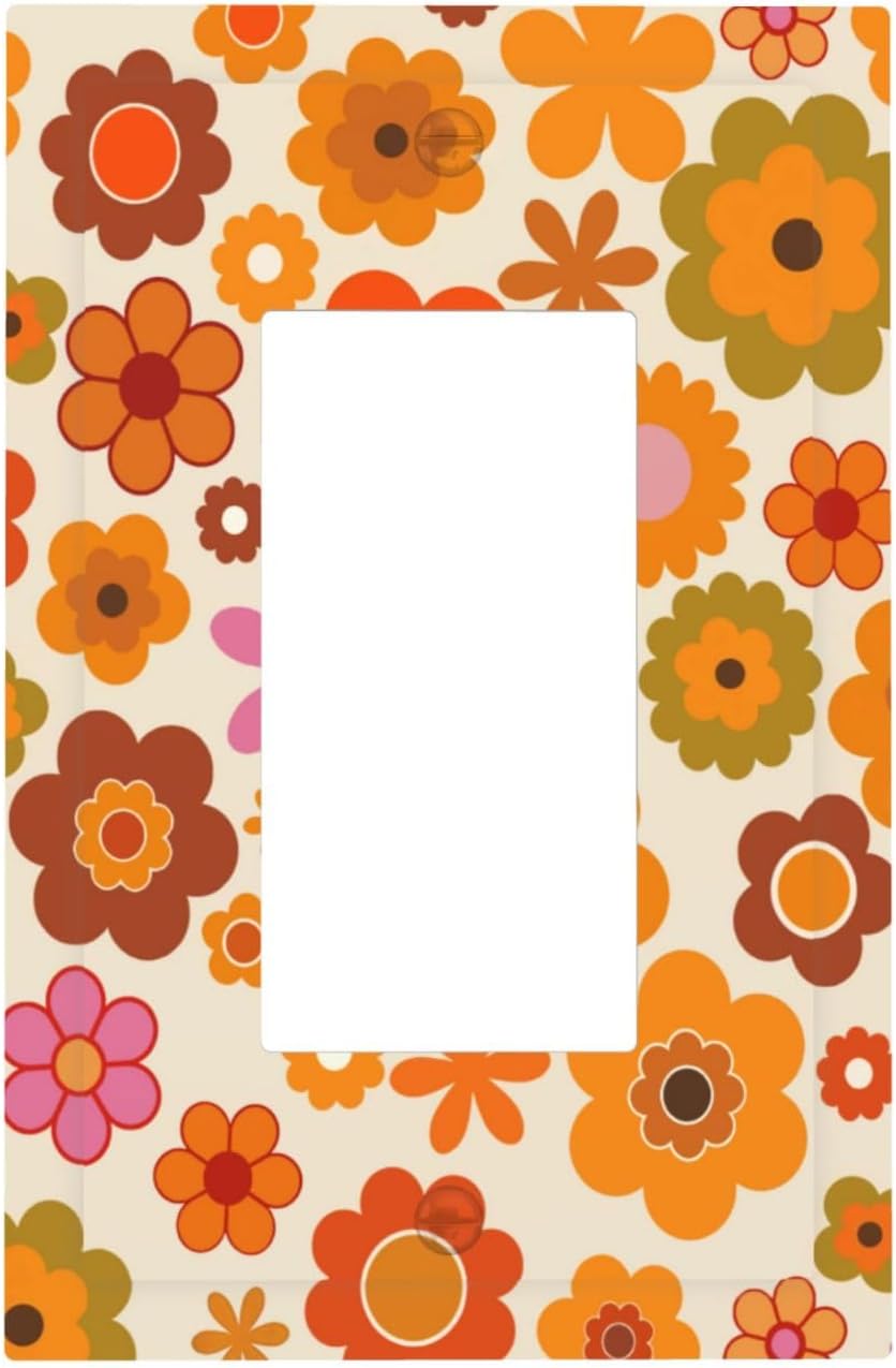ybclf Boho Daisy Light Switch Cover 1 Gang Single Rocker Retro Wall