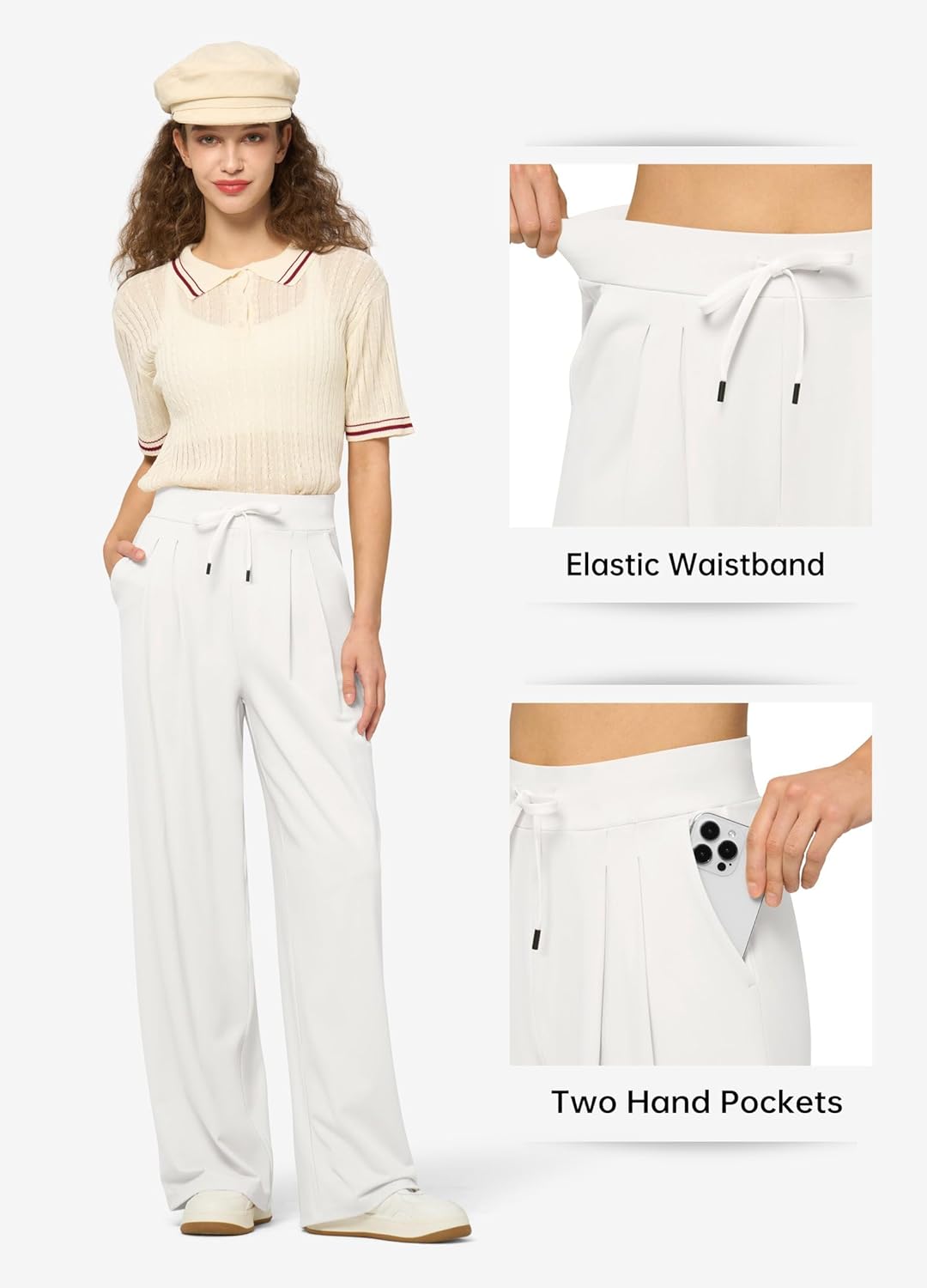 Willit Women's Dress Pants Wide Leg Stretch Work Pants Business Casual Pull On Slacks with Pockets Curvy Fit 28' 30" 32"