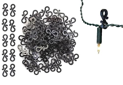 UKDeals Direct Christmas S Mini Gutter Hooks Weatherproof Plastic for Hanging String Lights/Rope Lights Gutter Clips Black (Pack of 50)