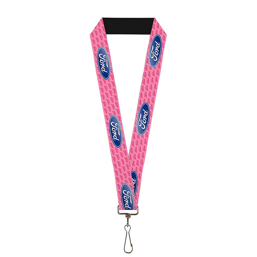 Buckle-Down Unisex-Adult's Lanyard-1.0"-Ford Oval W/Text Pink Repeat Key Chain, Multicolor, One Size