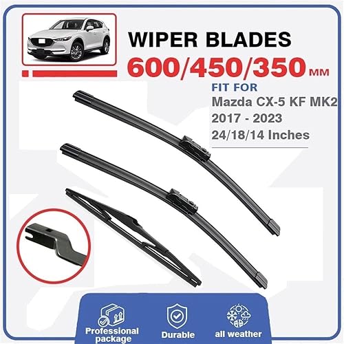 Miniatura 2 de Juego de limpiaparabrisas compatible con Mazda CX5 CX-5 CX 5 KF MK2 parabrisas delantero y trasero 2017 2018 2019 2020 2021 2022 2023 (color