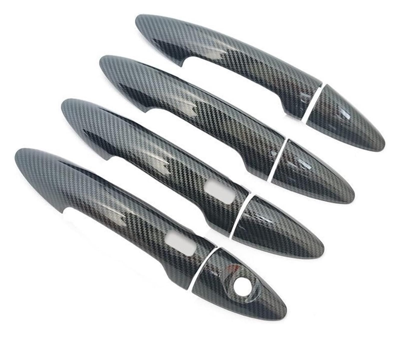 Qwqthgs Handle 2 Buttons Car Exterior Door Handle Cap For Kia For Rio 3 K2 2011-2016 Carbon Fiber Chrome Car Door Handle Cover Decor Trim Stickers Styling