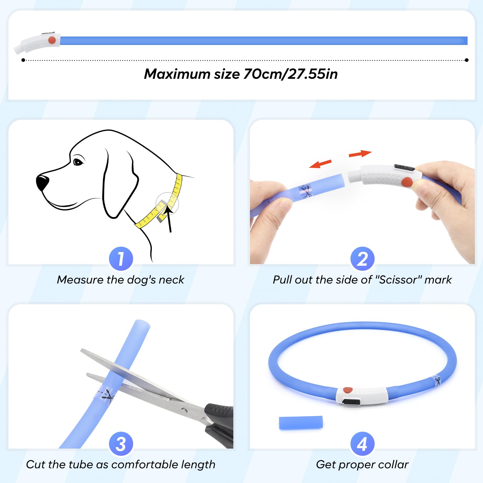 Ezierfy Light Up Dog Collar, Cuttable LED Dog Collar Rechargeable Water-Resistant Flashing Puppy Collar with 3 Flash Modes - Image 3