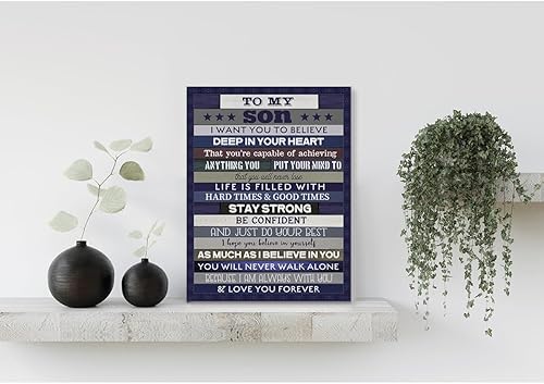 Miniatura 4 de Lienzo decorativo para pared con texto en inglés To My Son I Want You to Believe Deep In Your Heart, pintura enmarcada para decoración de pared para