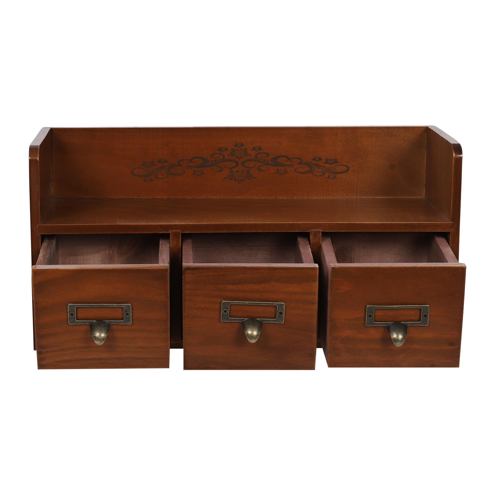 Countertop Cabinet 3 Drawers Desktop Organizing Card Catalog Cabinet Storage Drawers Wood Cabinet Desk Wooden Storage Cabinets Vintage Countertop Drawers 15x6x7 inch