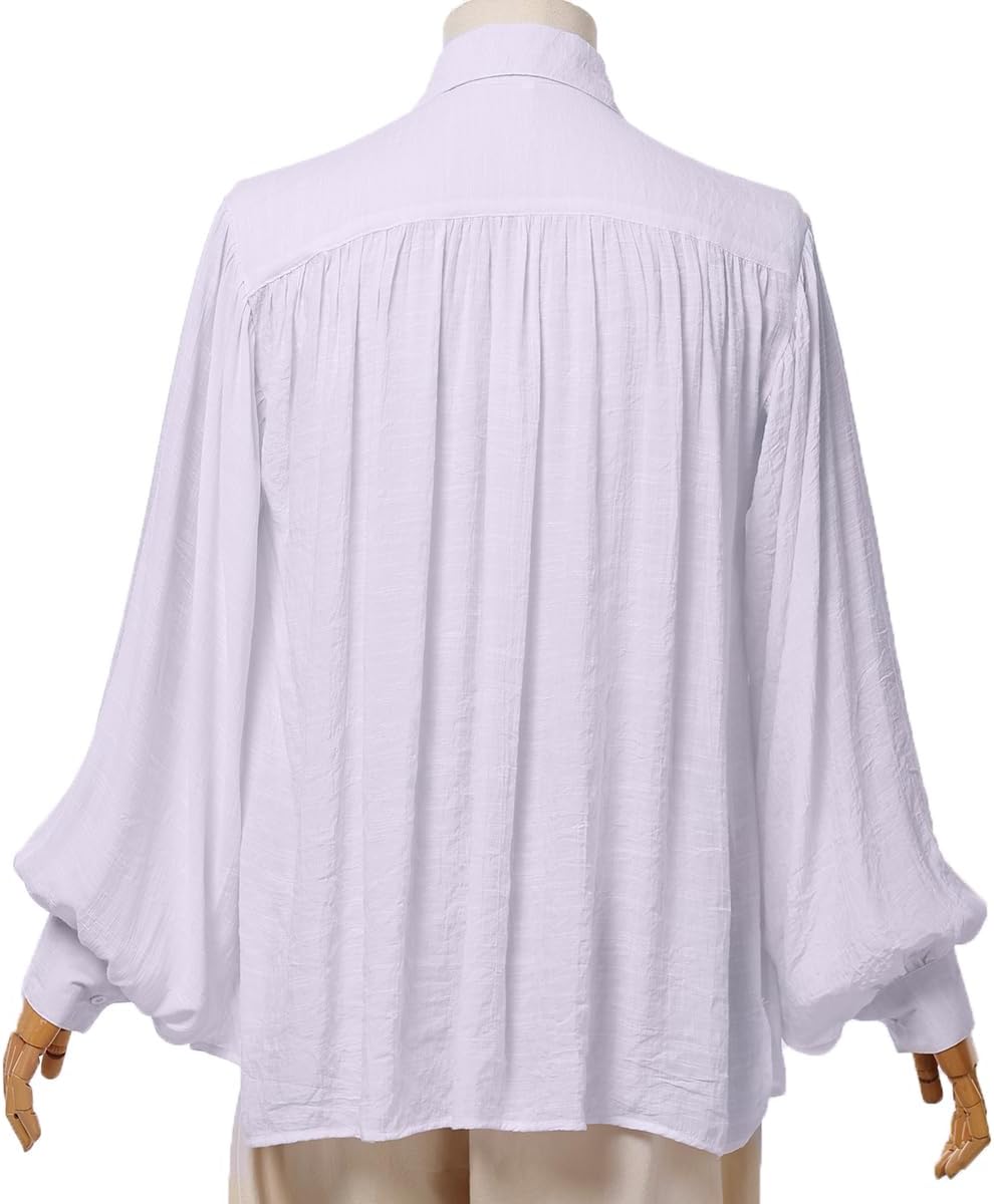 GRACEART Pirate Shirt Men Vampire Renaissance Shirts Victorian Ruffled Medieval Costume Cotton Linen Shirt - Image 2