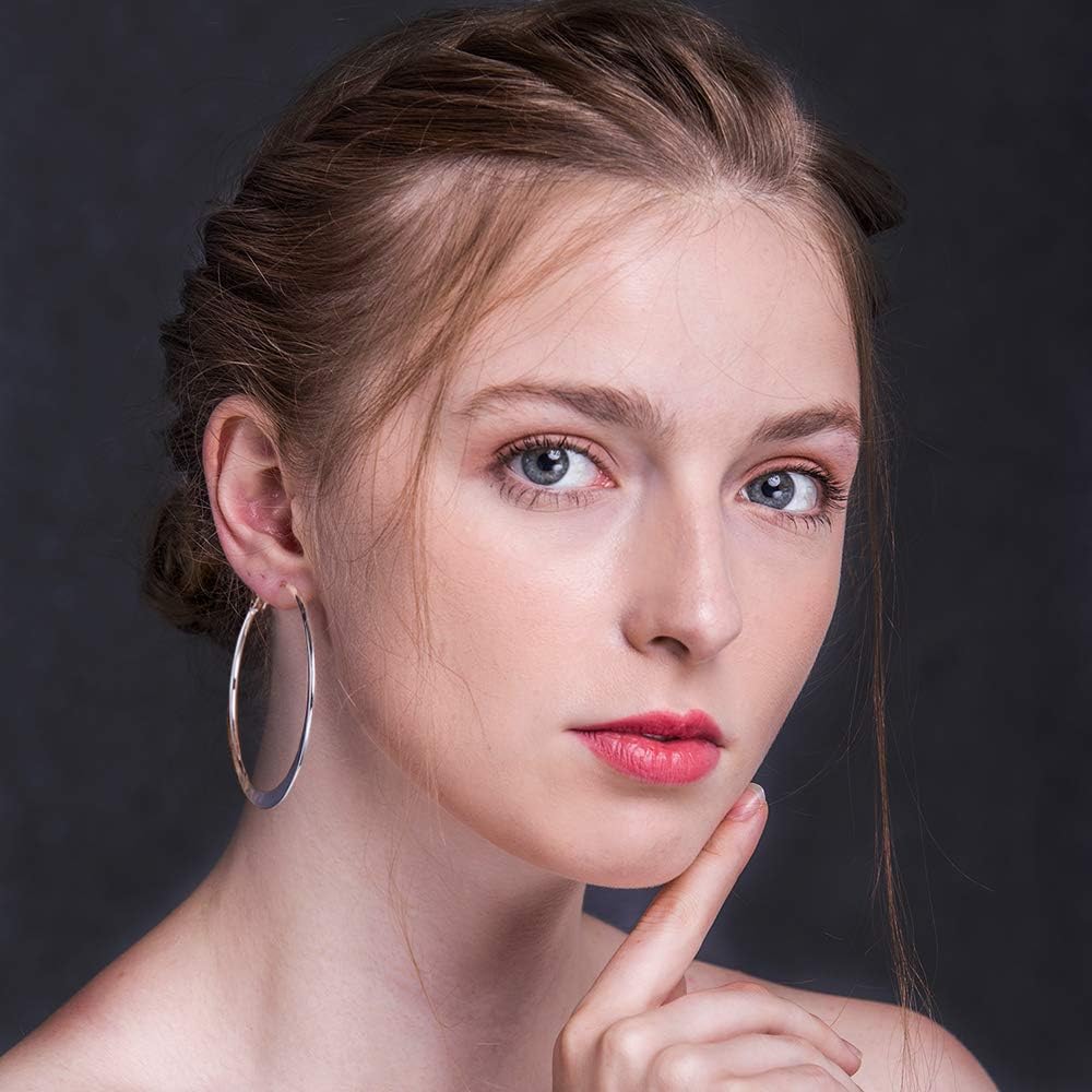 Rose Gold Hoop Earrings for Women, Fashion Round Lightweight Hoops Earrings Gift White Gold Rose Gold Plated 40mm - 50mm - 60mm - Image 3