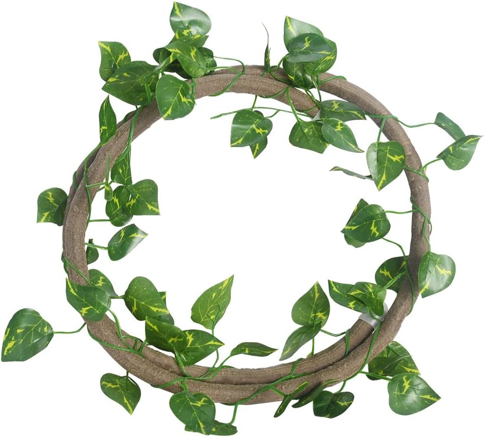 Bendable Reptile Grapevine Jungle Climbing Vine - Artificial Fake Plant with Lifelike Leaves for Bearded Dragons, Lizards, Snakes & Geckos Habitat Decoration(59in)