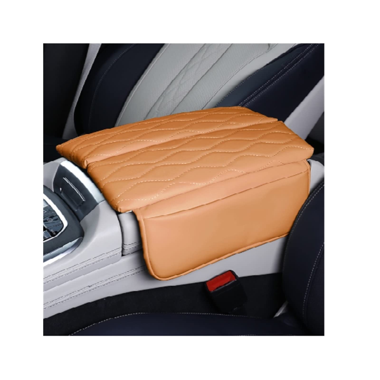 Copertura Universale Per Consolle Centrale Auto In Pelle Nappa Grigia, Con Tasca Portaoggetti, 30x20x1,5 Cm - 4