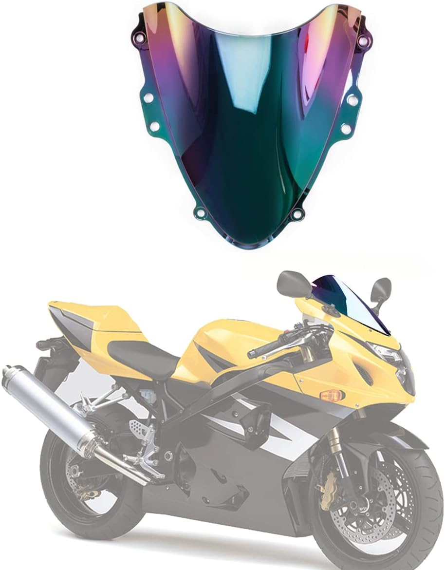 WYNMOTO Motorcycle Dark Iridium Double Bubble Windscreen Windshield Compatible for Suzuki 04 05 GSX-R 600 GSXR 750 GSXR600 GSXR750 K4 2004 2005 (Deep Iridium)