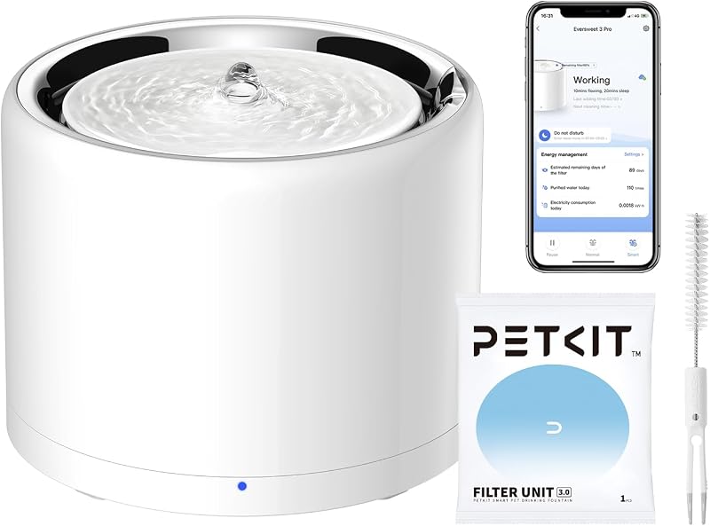 Eversweet 3 Pro Cat Water Fountain with Wireless Pump | 1.6L/56oz Stainless Steel Pet Fountains for Cats Indoor, Automatic Water Dispenser Ultra Quiet, App Monitoring