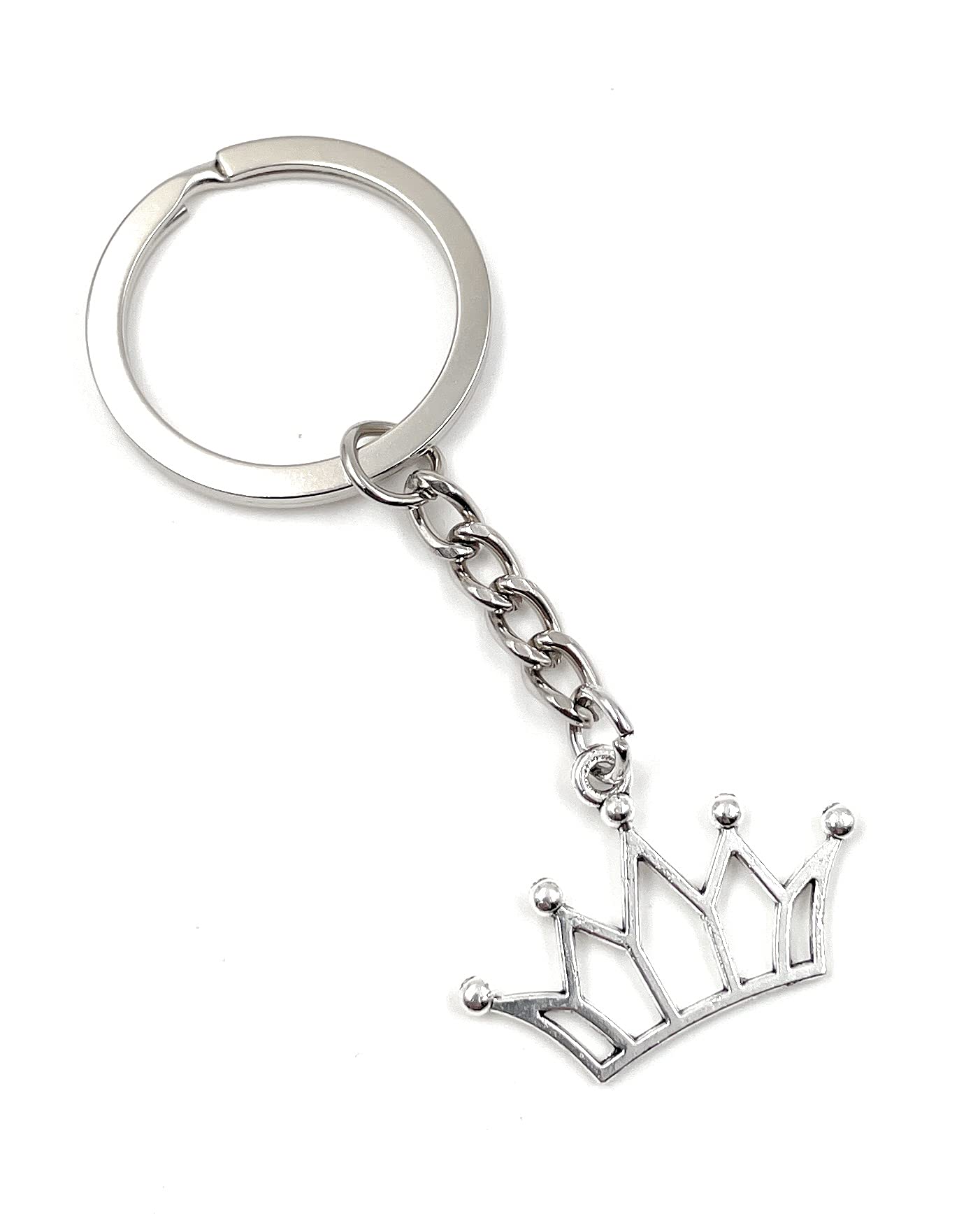 Onwomania Unisex Silver Crown Transparent King Head Cover Keyring Metal Lucky Charm In Aluminium Gift Box, Ideal For Gifting, One Size