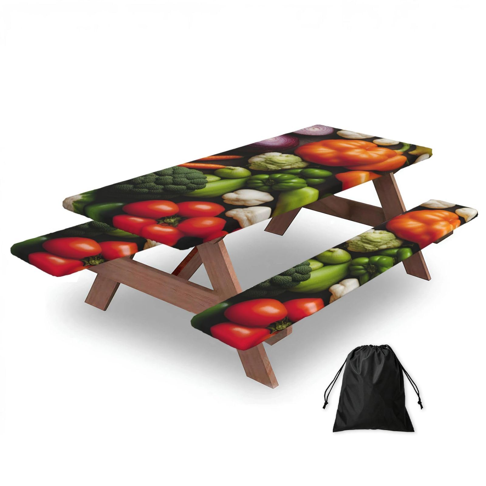 AYYQWE Introduction Of Various Vegetables Print Picnic Table Bench Cover Outdoor Garden Party Decor Daily Accessory Gift