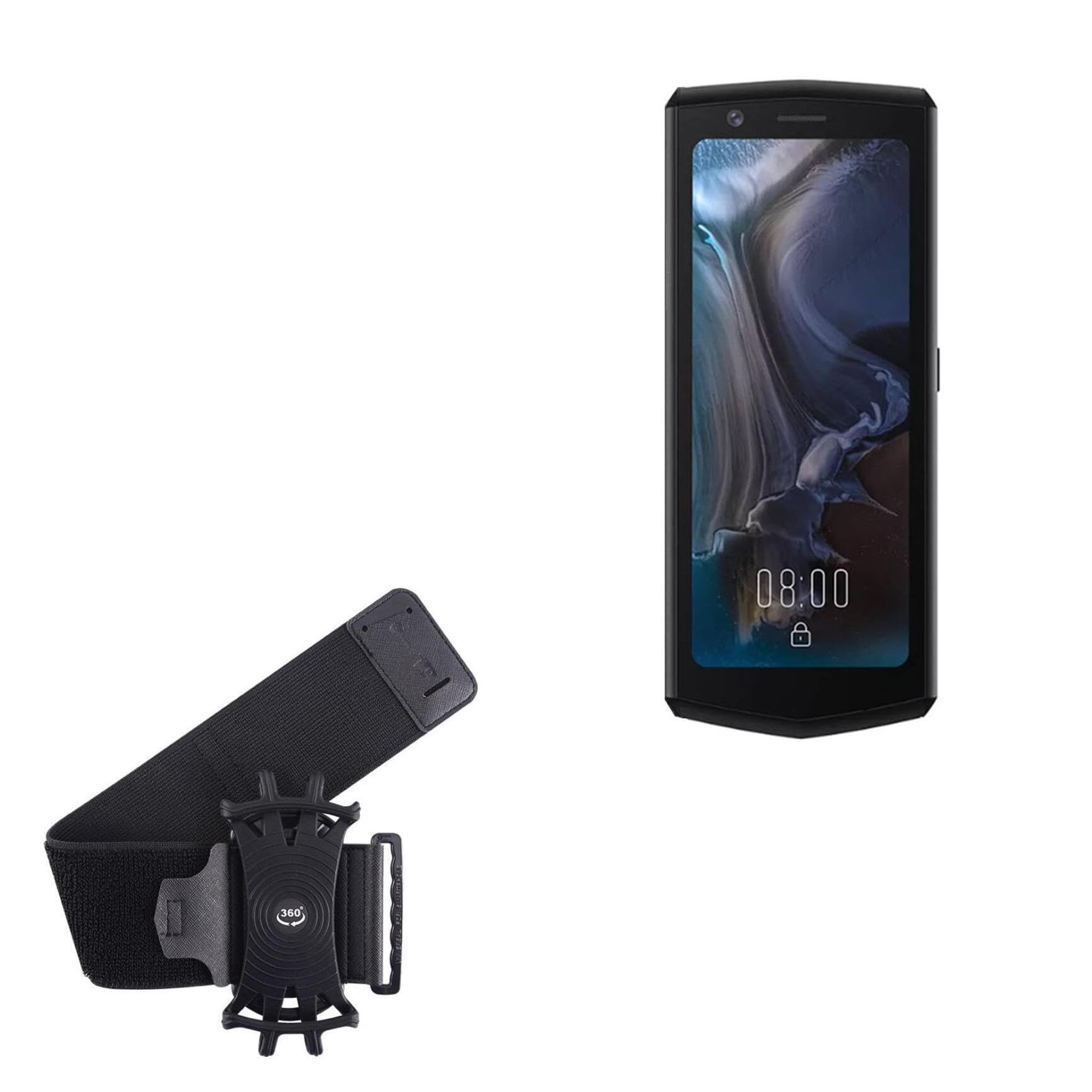 BoxWave Holster Compatible with Cubot Pocket 3 - ActiveStretch Sport Armband, Adjustable Armband for Workout and Running - Jet Black