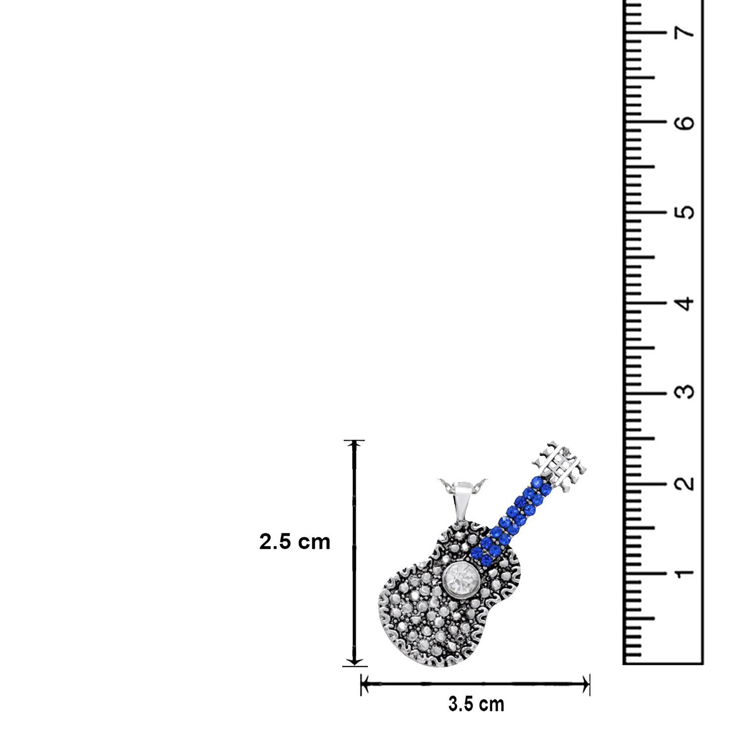 Rhodium Plated Guitar Pendant with Crystal