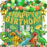 125pcs Dinosaur Birthday Party Decorations, Dinosaur Balloons Arch Garland Kit with Fringe Curtain, Balloons for Party Baby Shower Decorations for Boy Kids