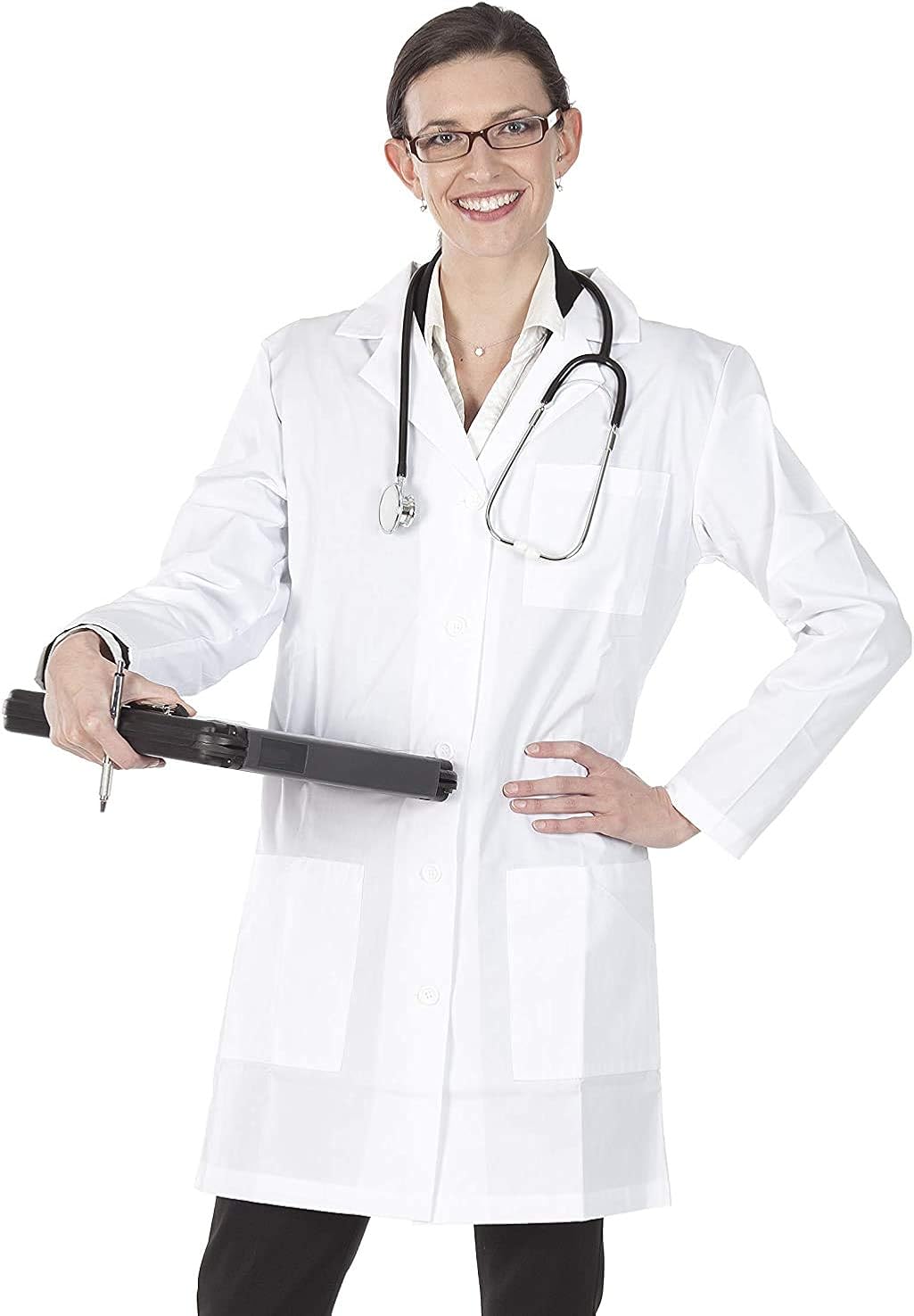 Talvania Women's Lab Coat White Long Sleeve Uniform Lab Coats Cotton Laboratory Doctor Nurse Coat: Clothing, Shoes & Jewelry