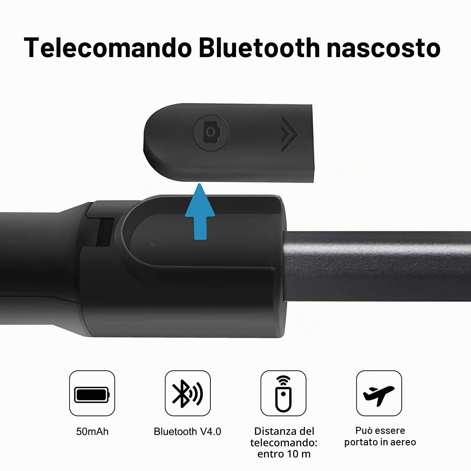 Stabilizzatore selfie con telecomando bluetooth, stabilizzatore smartphone a 1 asse, piccolo e leggero, pieghevole, per vlogging, YouTube, video dal vivo, compatibile con iPhone/Android