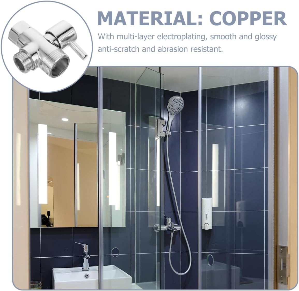 ARTIBETTER Shower Head Diverter Valve with Faucet Shut Off Valve and Flow Reducer Copper G1/2 Connector Adapter 2.08X2.48X1.57 Inch for Bathroom Plumbing