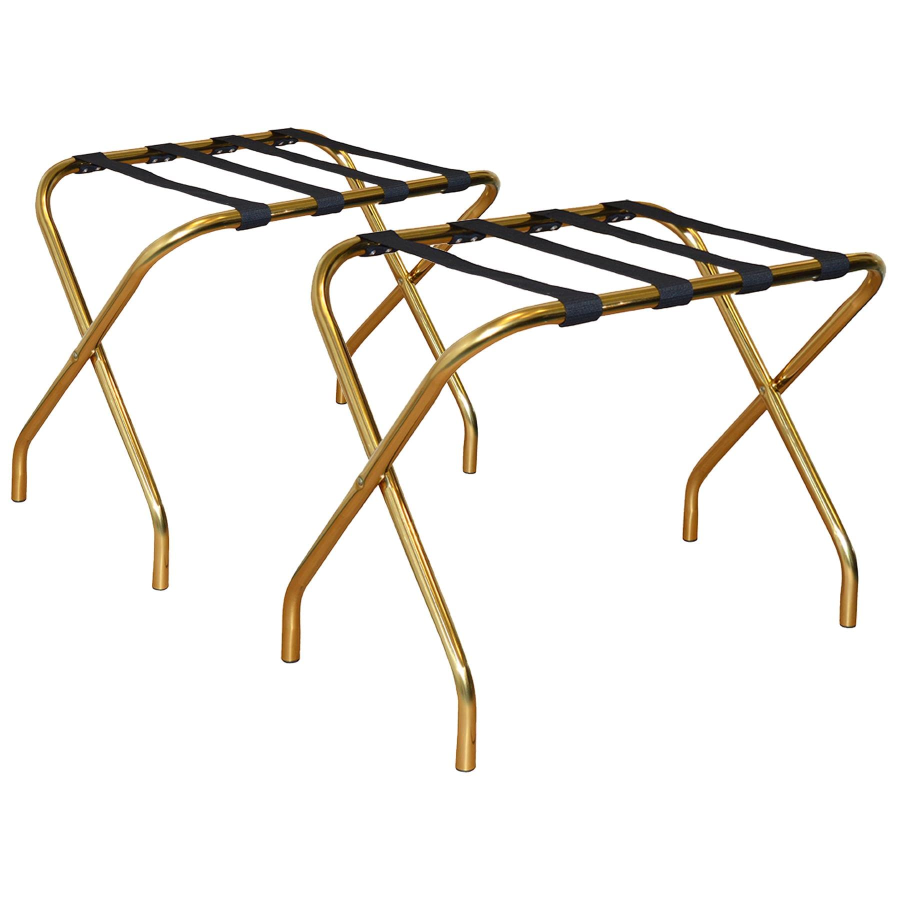 Artículos para el hogar puerto de plegamiento del metal de equipaje Bastidores - oro - Pack de 2