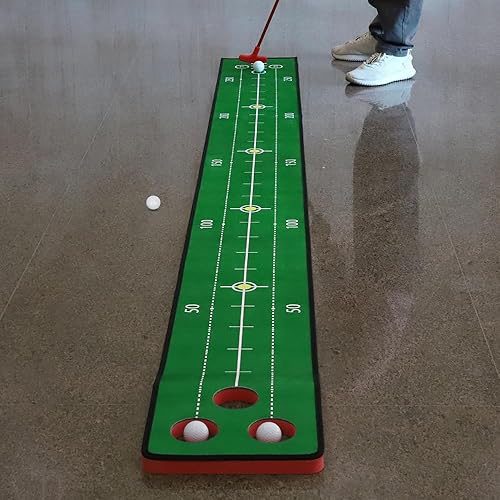 Miniatura 6 de Juego de putting de golf, juego de putting verde para interiores, tapete de golf desmontable, incluye 1 putter, 6 pelotas de golf, 3 tazas de golf,