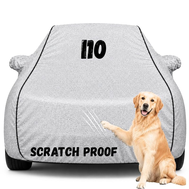 Image of Pure Fabric Silver 100% Waterproof i10 Car Cover | Polyester Car Body Cover for Rain & Sun | UV Protection, Dustproof, Scratch Resistant, Windproof, Heat Resistant, Custom Fit
