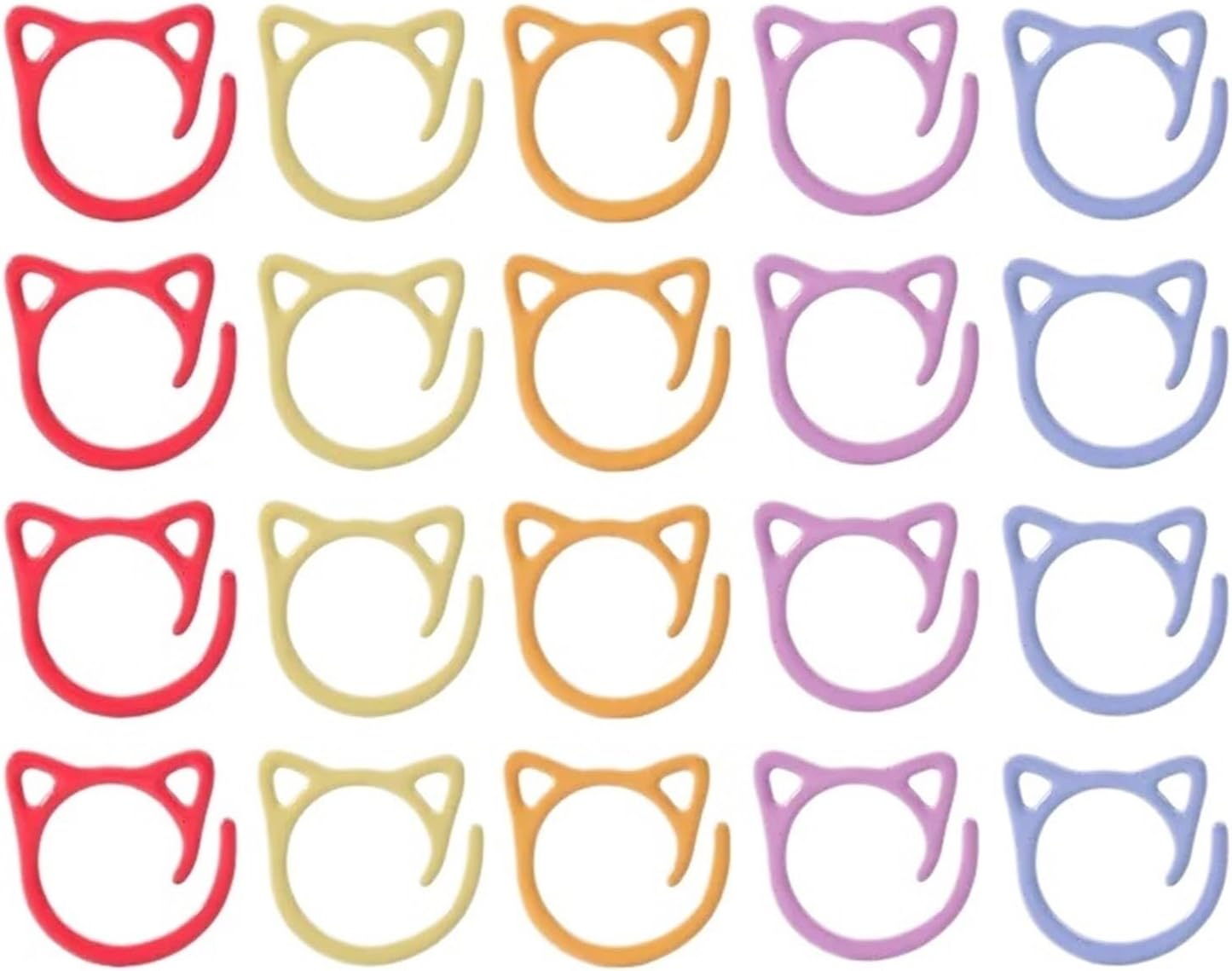 Stitch Markers 200pcs Cat Ears Stitch Markers for Knitting Spiral Metal Marker Colorful Crochet Rings for DIY Weaving Sewing