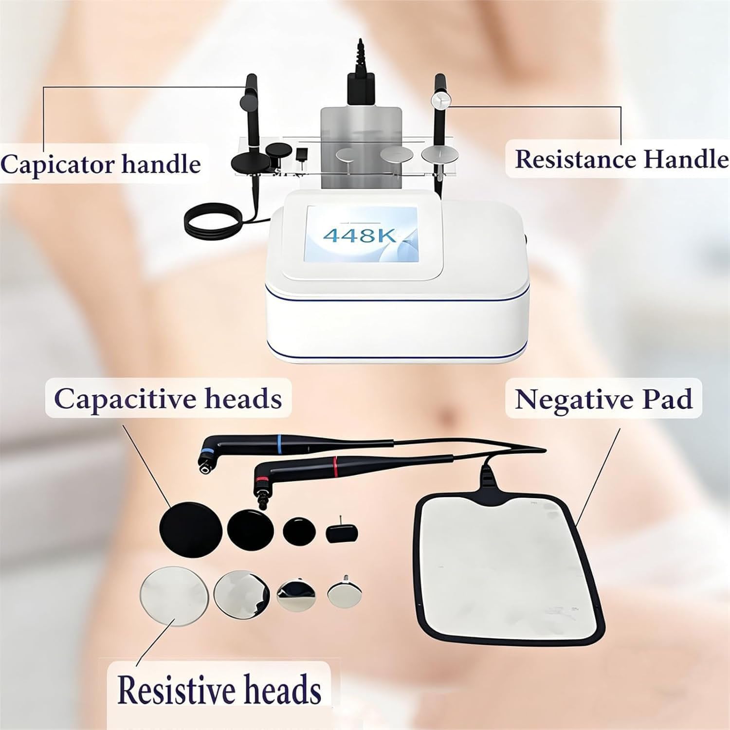 448khz Indiba RET CET Tecar Therapy Rf Tecar Macchina per terapia di sollievo profondo dal dolore Radiofrequenza Fisioterapia Ablazione Perdita di peso Macchina a trasferimento elettrico capacitivo RF