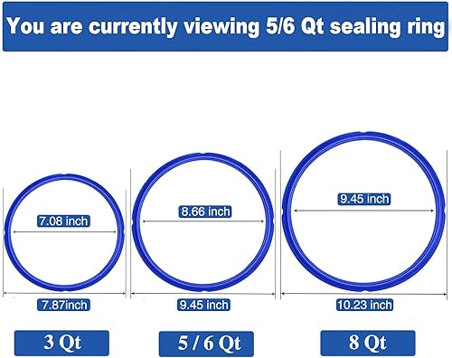 Miniatura 3 de Paquete de 3 anillos de sellado de 6 cuartos para anillos de sellado instantáneo de ollas de repuesto para sello instantáneo de olla de 5/6 cuartos
