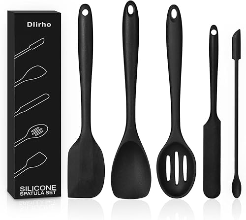 Juego de espátulas de silicona, 5 espátulas de goma de grado alimenticio, espátulas raspadoras antiadherentes de alta resistencia al calor para