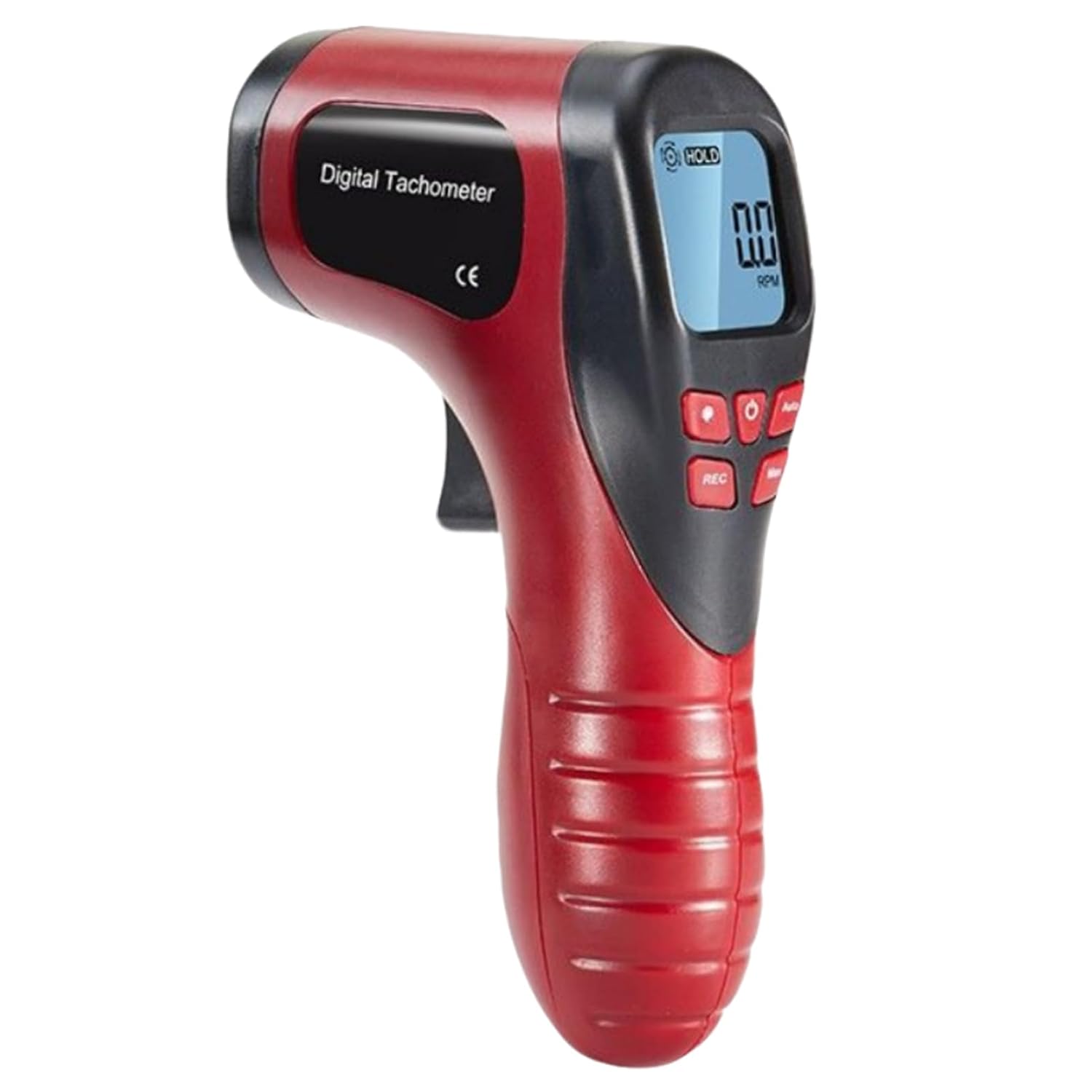 2.5 – 99999 RPM Handheld Digital Tachometer, 0.02% High Accuracy, Max/Min/Avg Record, 2" to 20" Non-Contact, for Measuring Motor and Engine RPM Speed (Red)