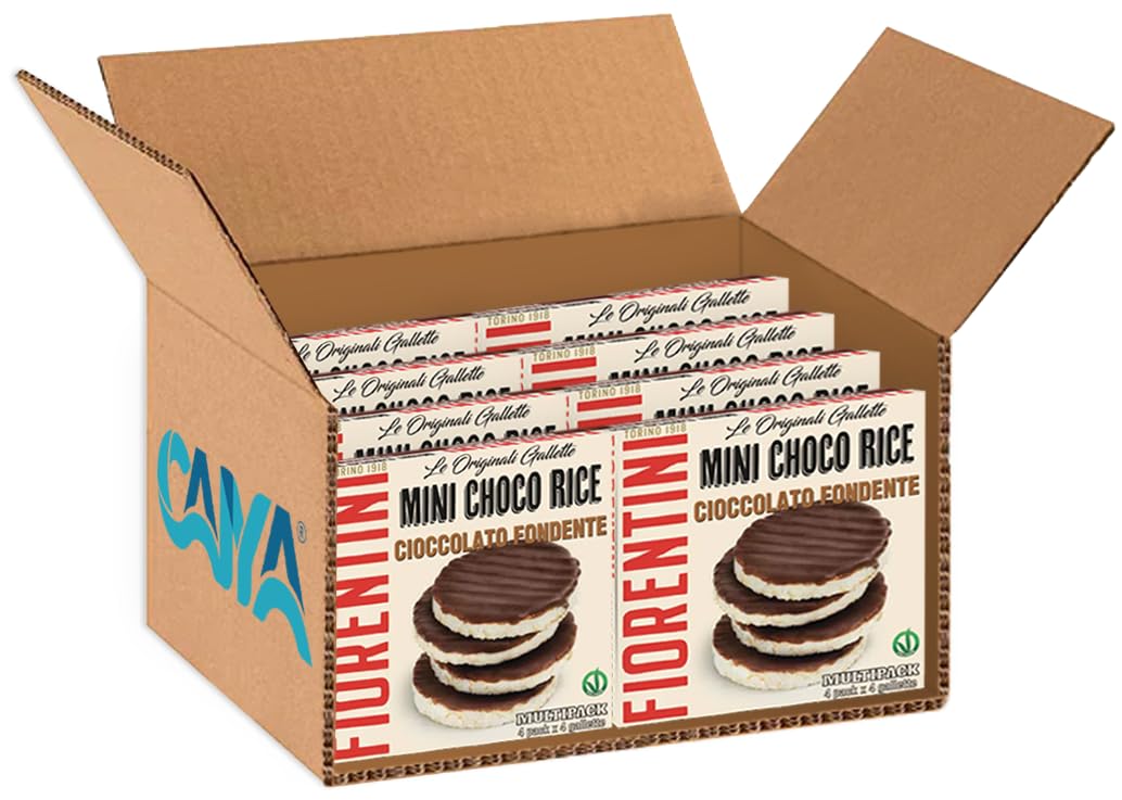 Fiorentini Mini Choco Rice Mini Gallette di Riso Ricoperte al Cioccolato Fondente 64g [BOX da 8 Confezioni]