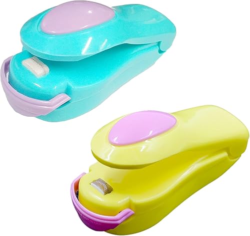 Paquete de 2 mini selladores portátiles al vacío de calor de mano, mini máquina de sellado térmico a presión manual, sellador de bolsas de plástico