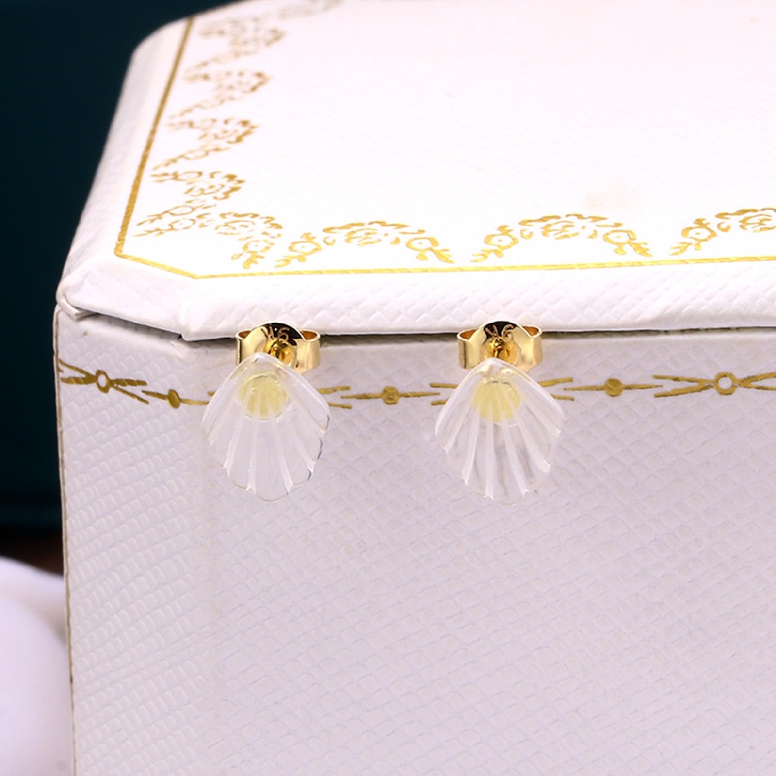 Pendientes de concha marina, aretes de cristal de oro amarillo de 18 quilates, joyería fina, regalos para cumpleaños y aniversario