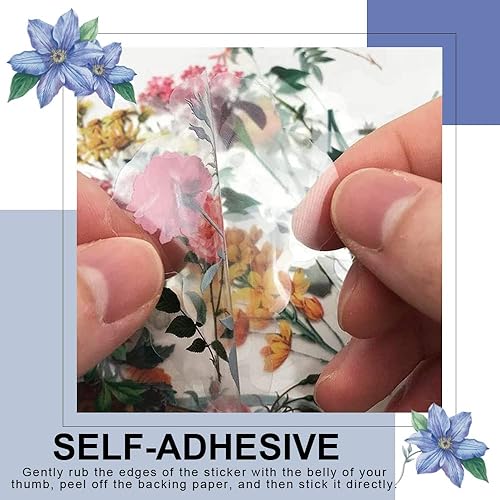 Miniatura 4 de 160 calcomanías de plantas de flores, 20 patrones de calcomanías decorativas transparentes de PET, álbumes de recortes florales para álbumes de