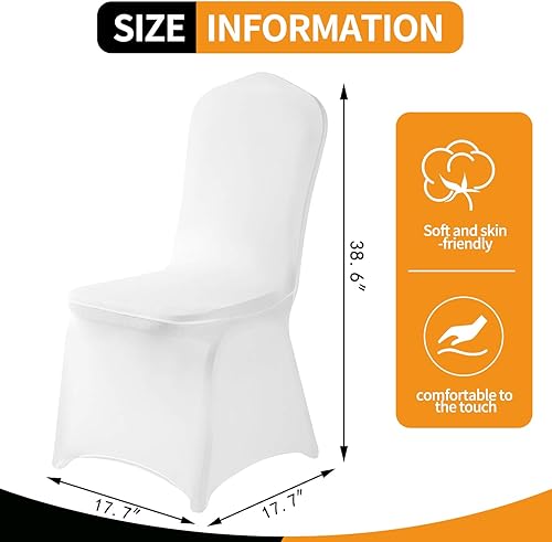 Vista 2 de Yahpetes Funda para silla de banquete de poliéster y elastano, color blanco, parte delantera plana, elástica, para bodas, banquetes, comedores, 1