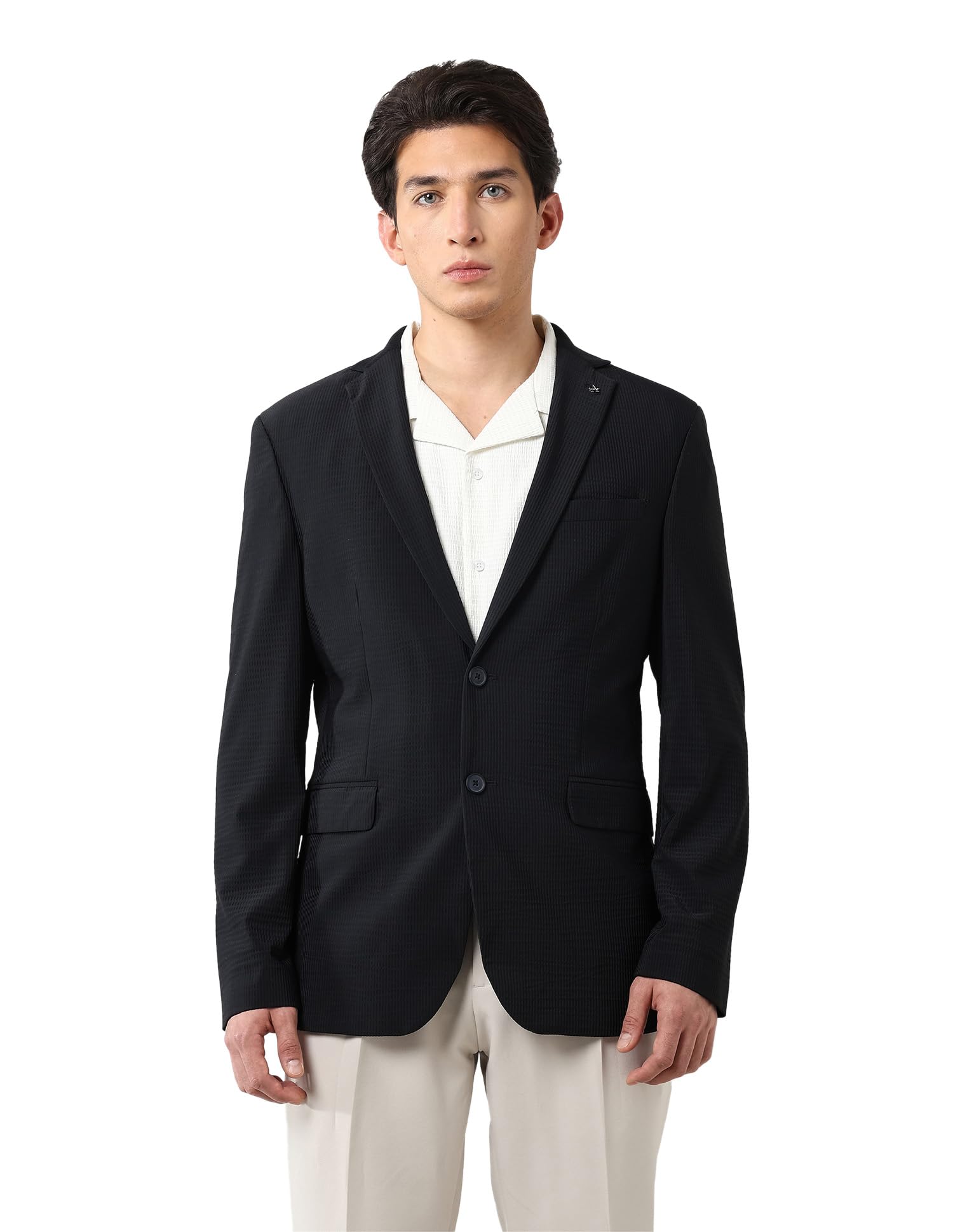 arrow Men's Zero Calorie Slim Fit Textured Blazer Black-picture-25