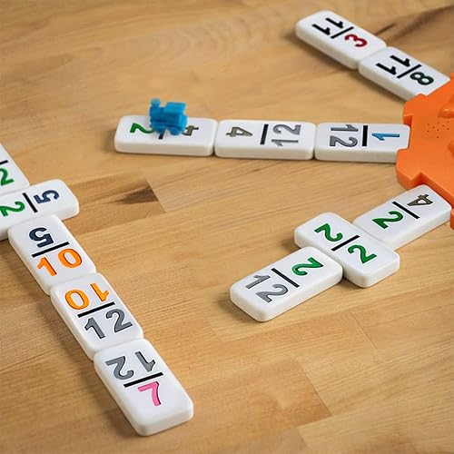 Miniatura 8 de Yinlo Juego de dominó de tren mexicano con efecto de sonido, juego de dominó número para viajes, 91 azulejos dobles de 12 colores juego de viaje con