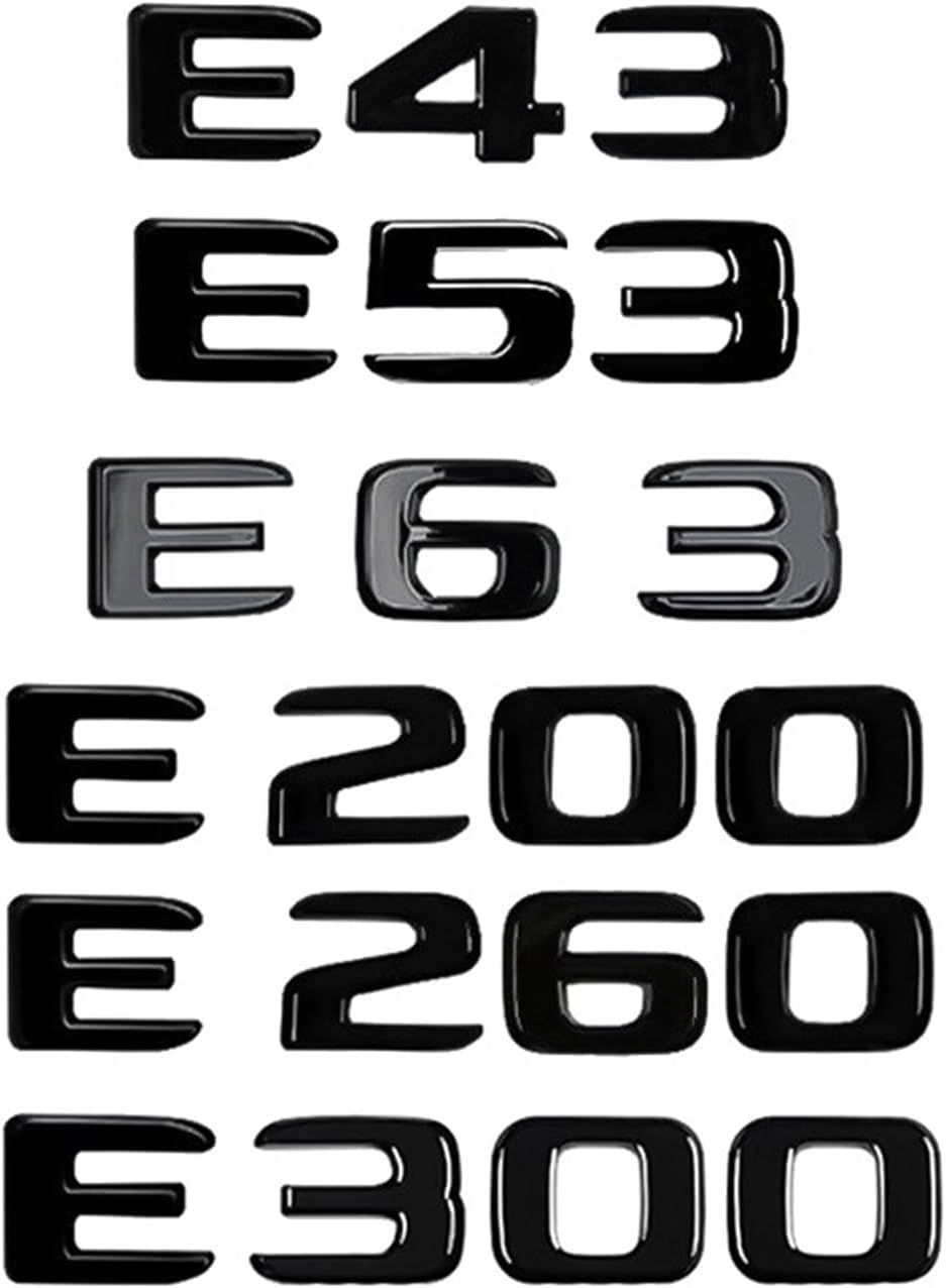 車のトランクの文字ロゴバッジエンブレムデカールステッカー E53 E43 E63 E200 E220 E250 E240 E260 E300 E350 W212 W211 W213に対応(Chrome,E53)