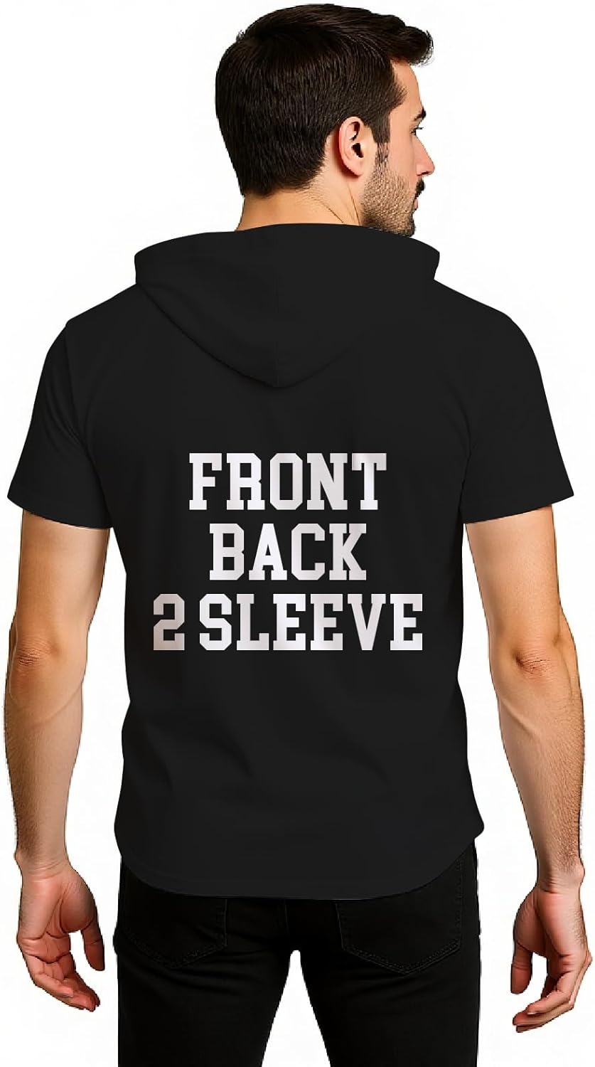 Custom Mens Short Sleeve Hoodie Personalized Hooded Short Sleeve T shirt Design Your Own Image Logo Text Hoodie - Image 2