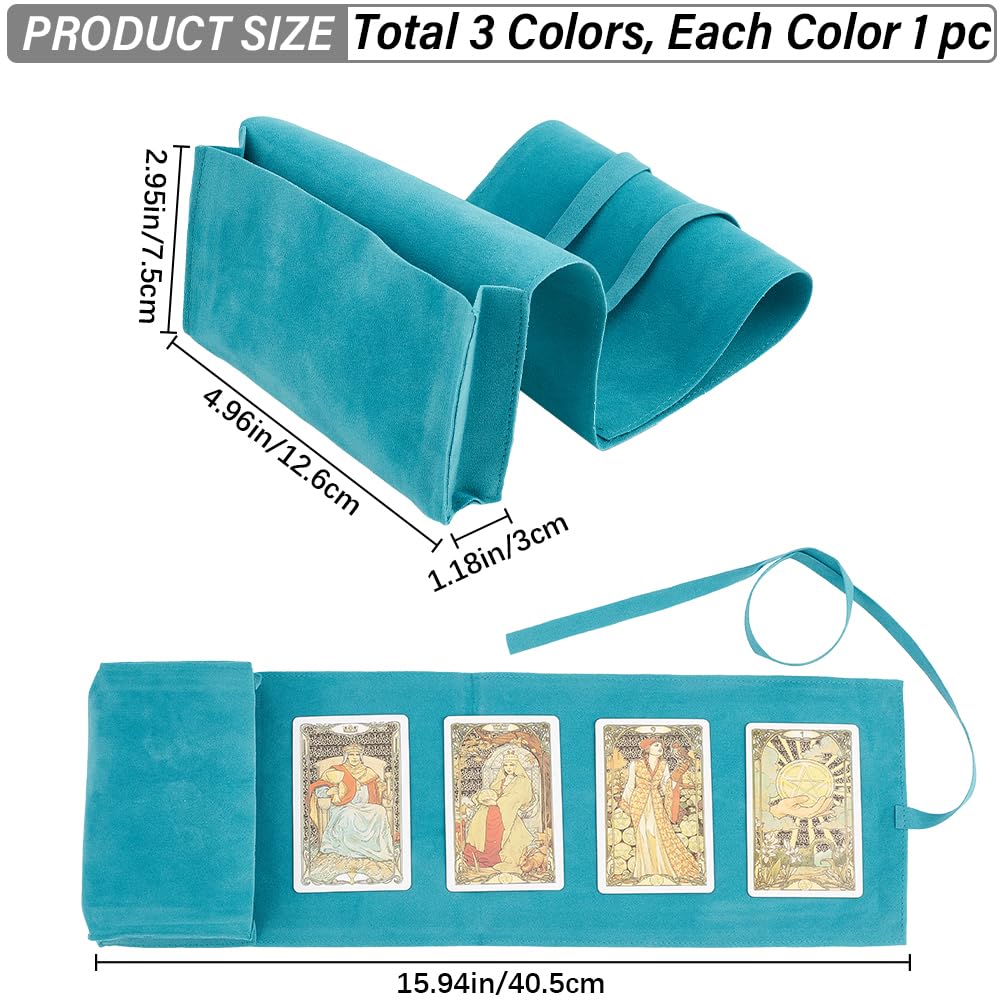 CREATCABIN 3Pcs Tarot Card Holder Kit Velvet Tarot Card Bag Storage Contains Witchcraft Supplies Set Tarot Spread Cloth Wrap Tarot Drawstring Pouch for Divination Witchcraft Pagan 2.95x4.96 Inch - Image 2