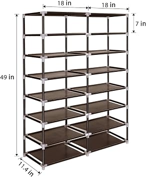 ERONE Shoe Rack Storage Organize, 28 Pairs Portable Double Row with Nonwoven Fabric Cover Shoe Shelf Cabinet for Closet