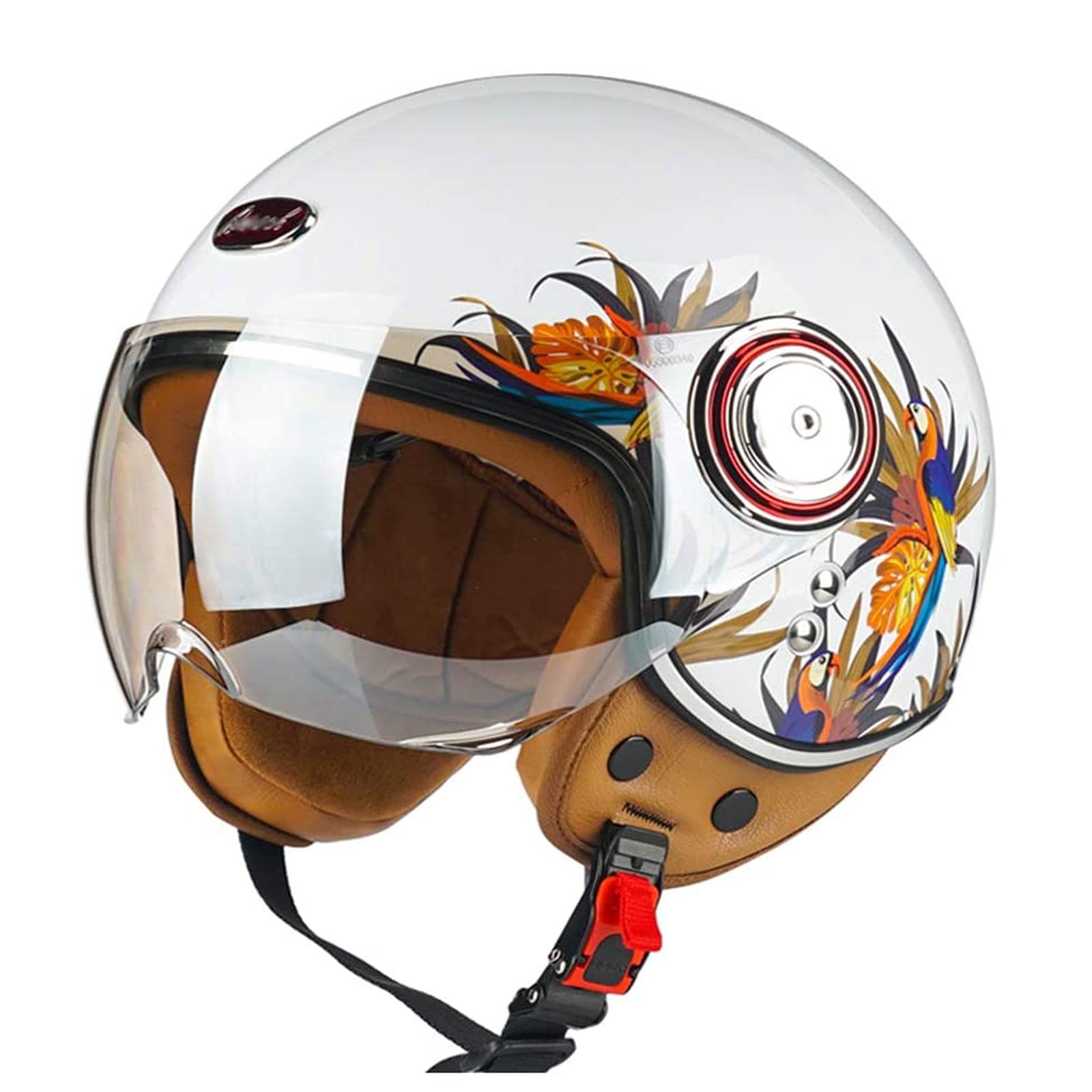 Casco 3/4 Moto Jet Jet Moto Mezza Casco Omologato ECE Retro Uomo Donna