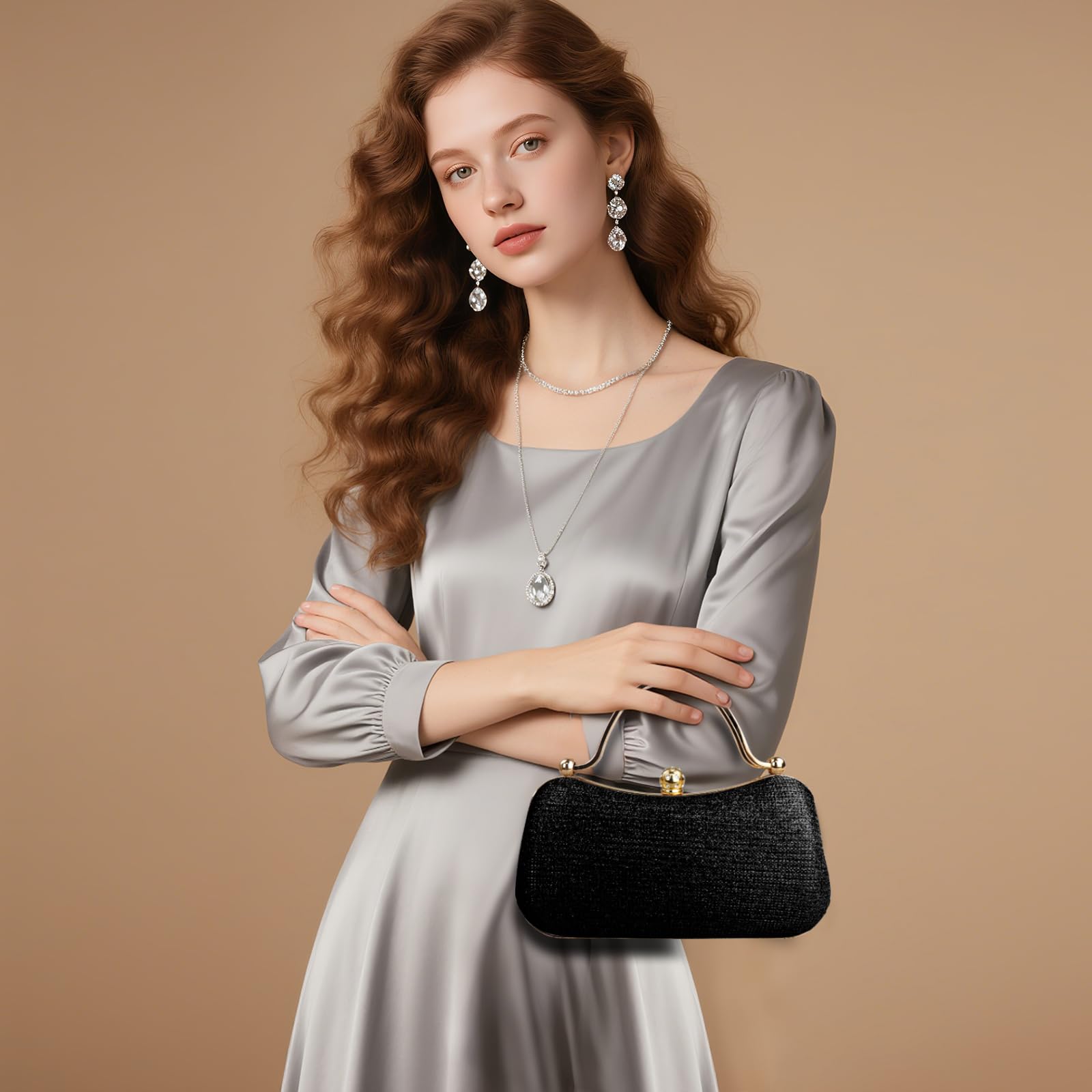 Damskie torebki wieczorowe, stylowe torebki z PCW na wieczór crossbody dla kobiet z odpinanym łańcuszkiem, elegancka błyszcząca torebka ze strasu, sprzęgło na imprezy, kolacje i wesele